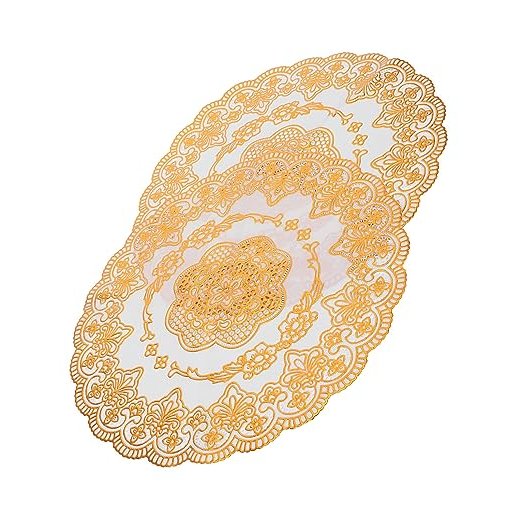 Gold lace Placemats Gold Lace PVC Table Mats, Round Coffee Cup Mat
